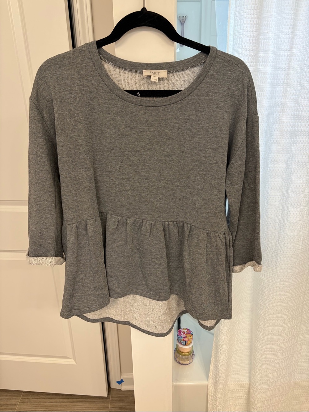 LOFT Gray Peplum Sweatshirt Top